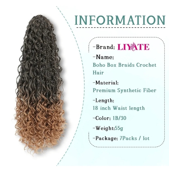 Liyate 18" Crochet Braids 7pk - Picture 3 of 6